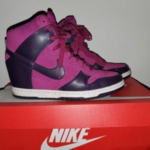 Purple Suede and Leather Hi Top Sneakers